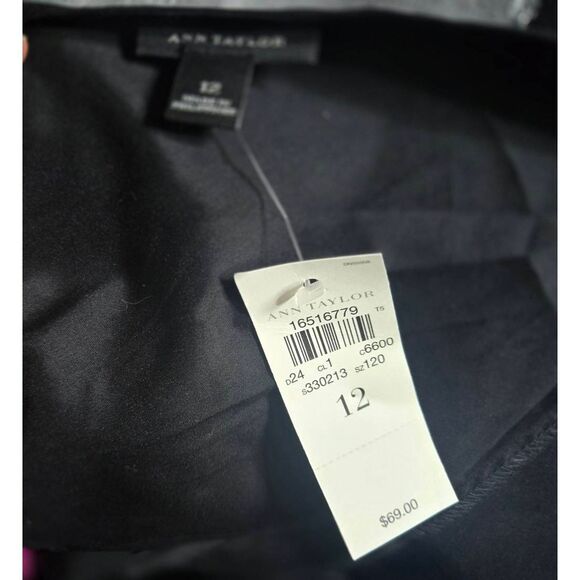 Ann Taylor Criss Cross Back Top Size 12 Black Short Sleeve NEW - Picture 4 of 5